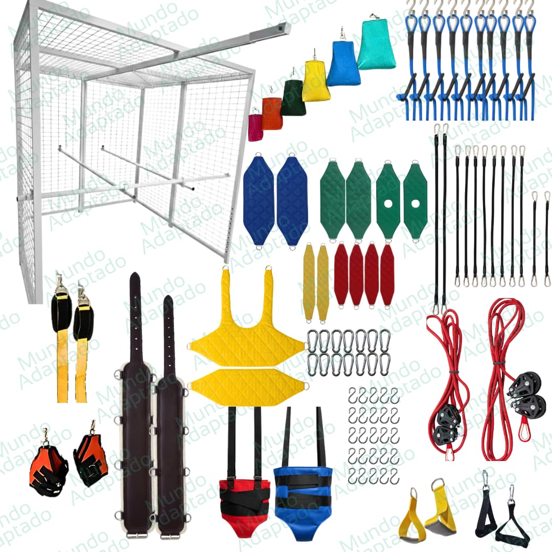 Combo 1-Gaiola 2x2x2m+Trilho+Kit Barras+Kit Acessórios com Cinto 6 Pontos