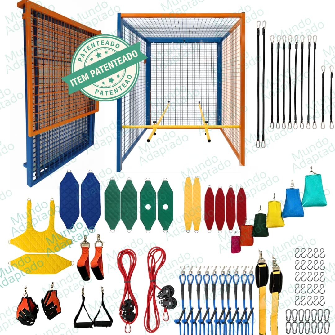 Combo 5-Gaiola Dobrável 1,50X1,50X2m+Kit Barras+Kit Acessórios com Cinto 6 Pontos