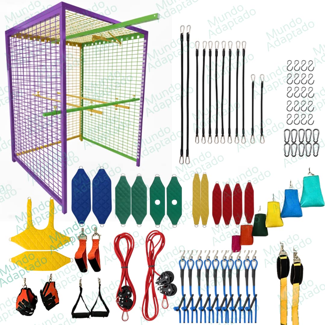 Combo 6 - Gaiola Menor 1,50X1,50X2m+Trilho+Kit Barras+Kit Acessórios com Cinto 6 Pontos